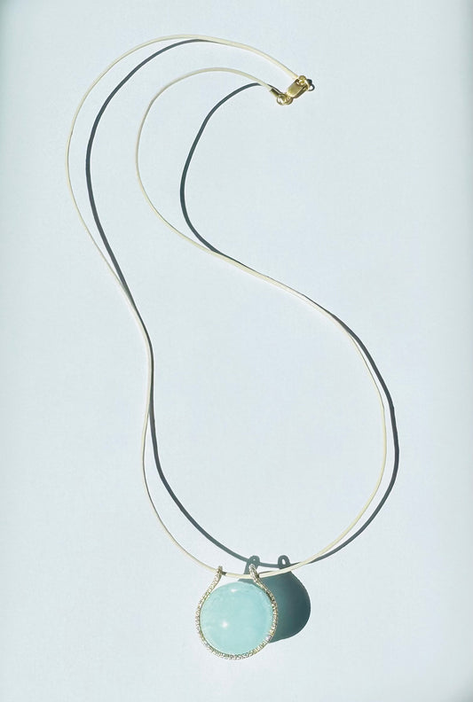 Mini Aquamarine Healing Sphere with Diamonds
