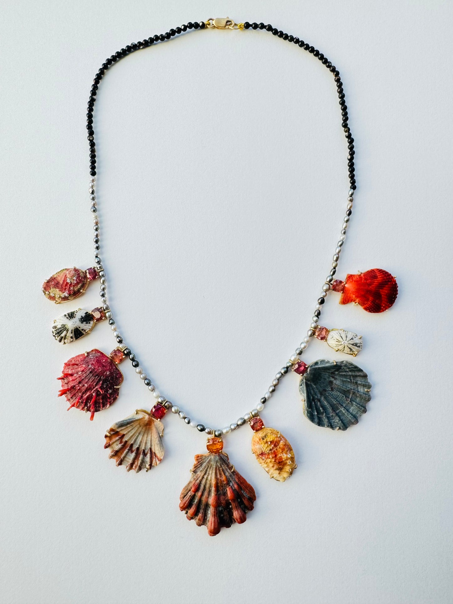 Rare Shells, Tourmalines and Diamond Necklace