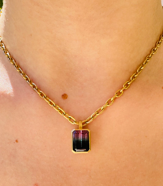 Bi Color Tourmaline Pendant