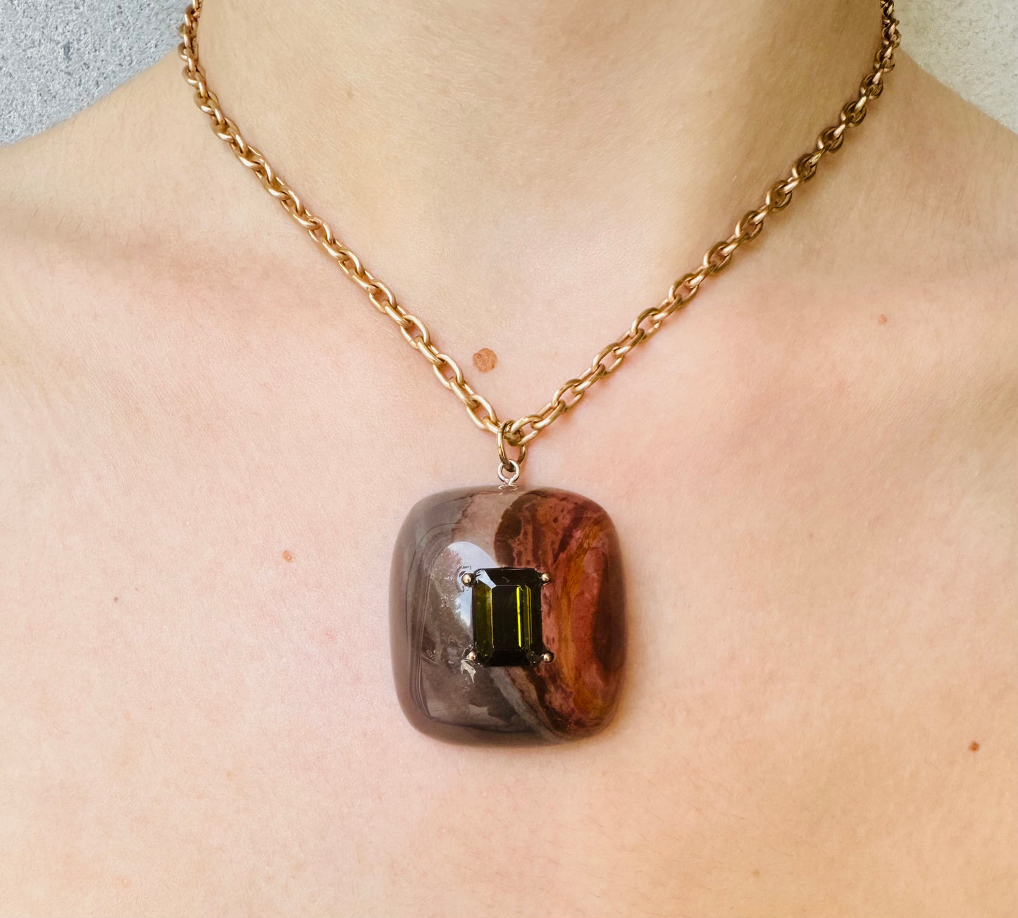 Jasper and Tourmaline Pendant