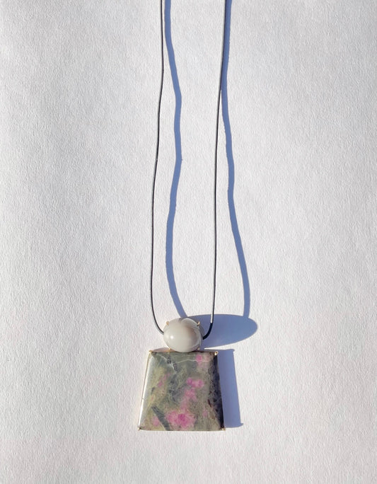 Moonstone and Ruby in Marble Necklace