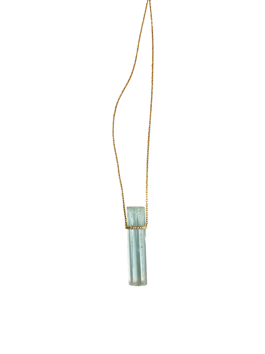 Aquamarine Pendant with Diamonds