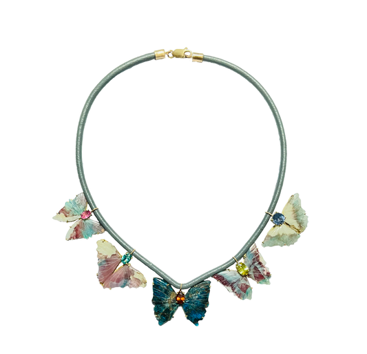 Bi Color Tourmaline Butterflies with Tourmaline and Sphene.