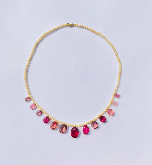 Wooly Mammoth Beads with Pink Tourmalines