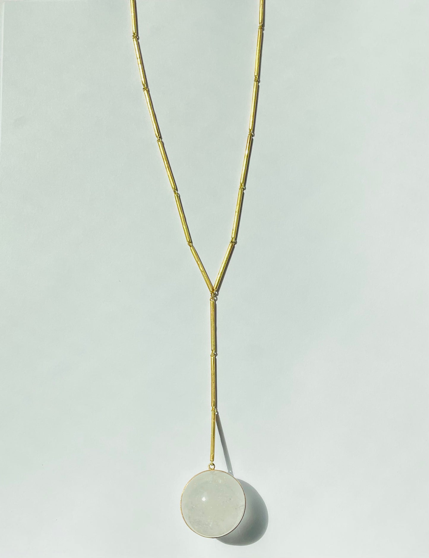 Gold Bar Chain with Quartz Healing Sphere