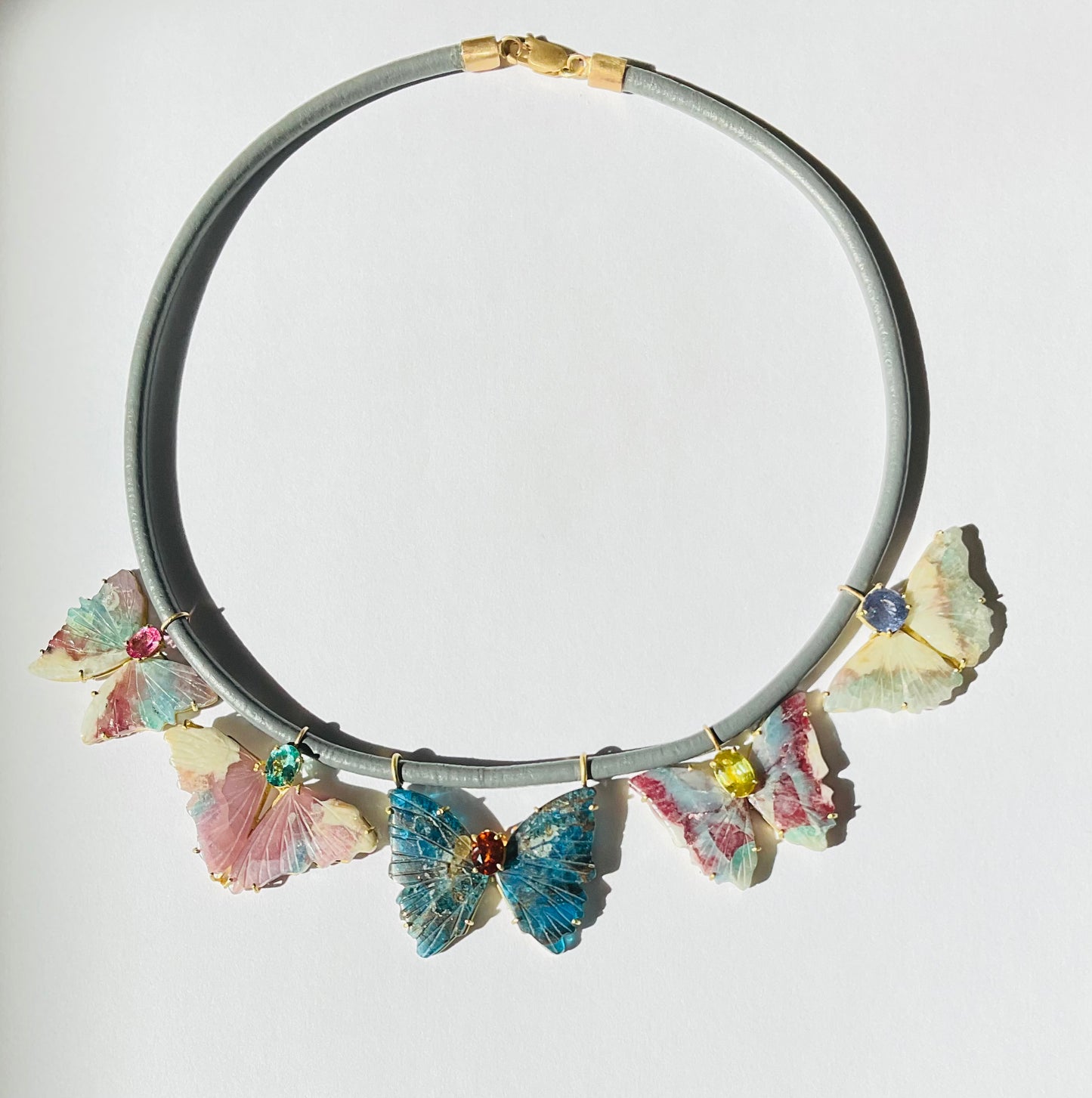 Bi Color Tourmaline Butterflies with Tourmaline and Sphene.