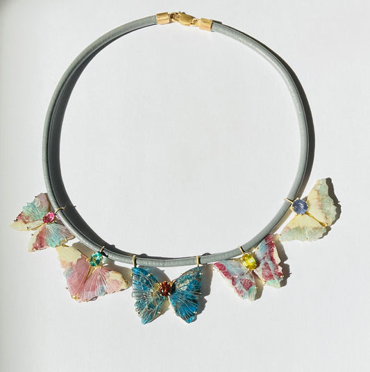 Bi Color Tourmaline Butterflies with Tourmaline and Sphene.