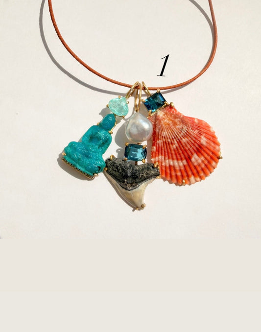Shell Pendant with Tourmaline