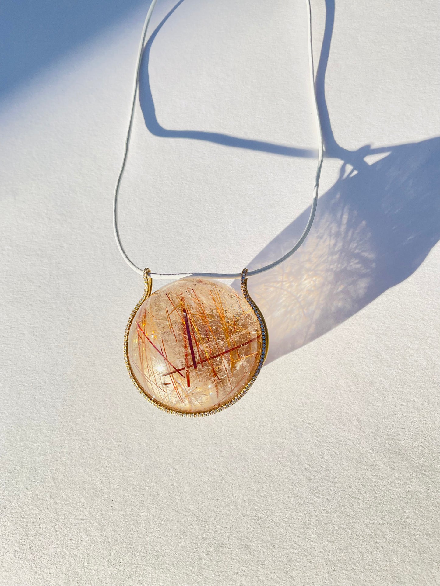 Rutilated Quartz Healing Sphere with Diamonds