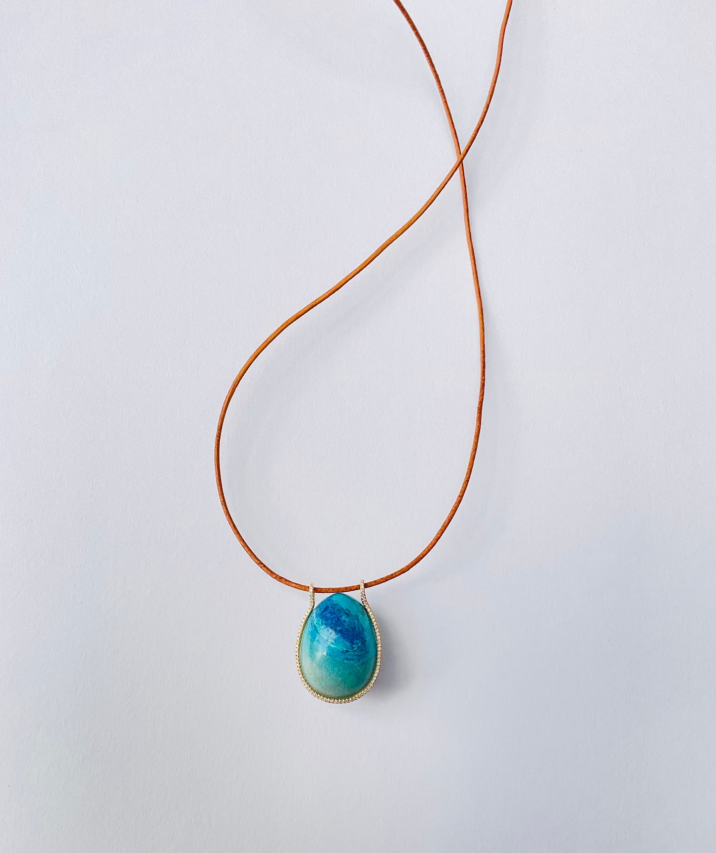 Chrysocolla Healing Egg with Diamonds