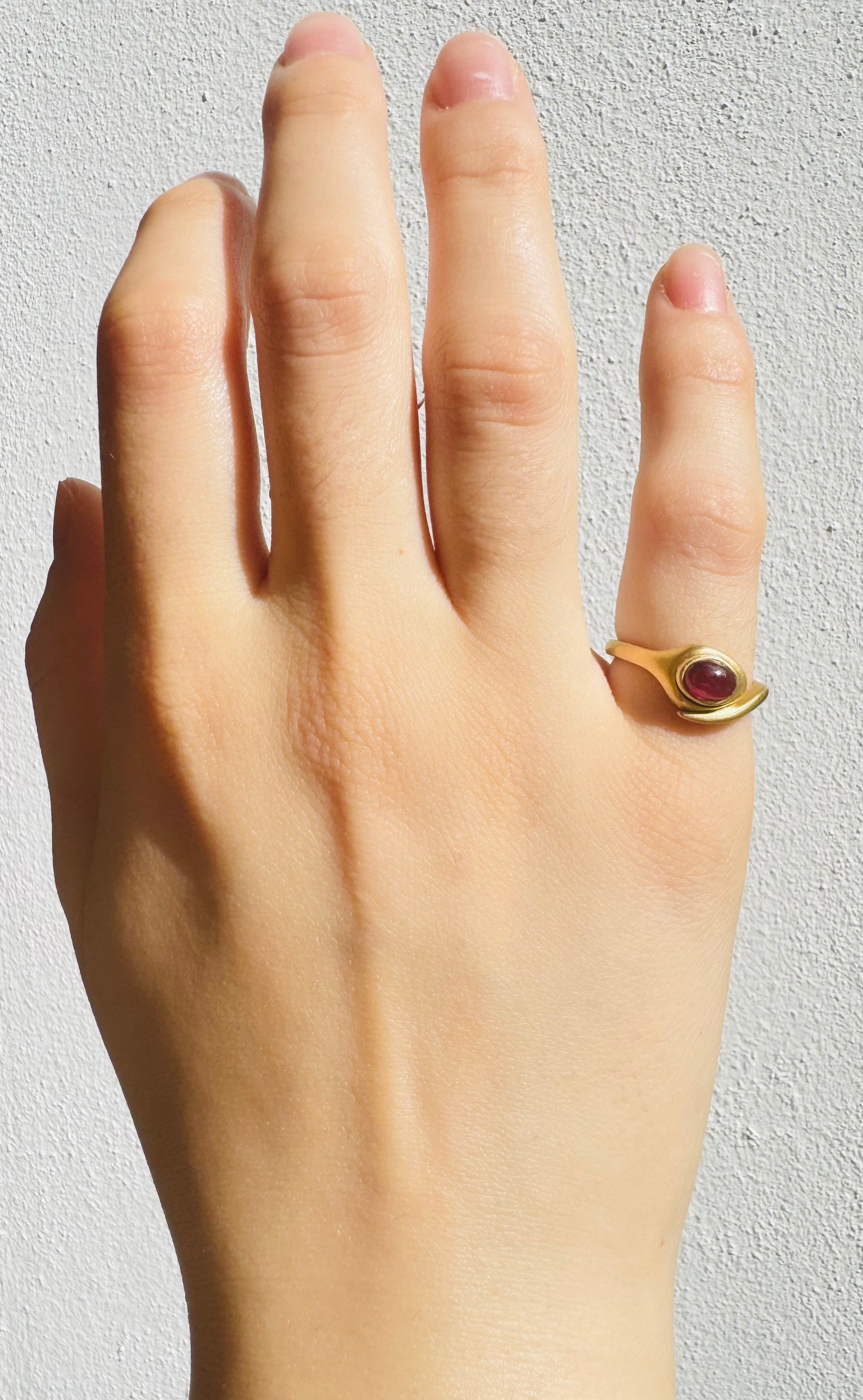 Gold Snake Ring with Ruby