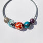 Gem Spheres Necklace, Rutilated Quartz, Aquamarine, Jasper, Quantum Quattro, Purpurite