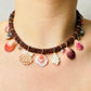 Tiger's Eye Embroidered Cord with Spinel, Rare Shells, Coral and Shark Tooth