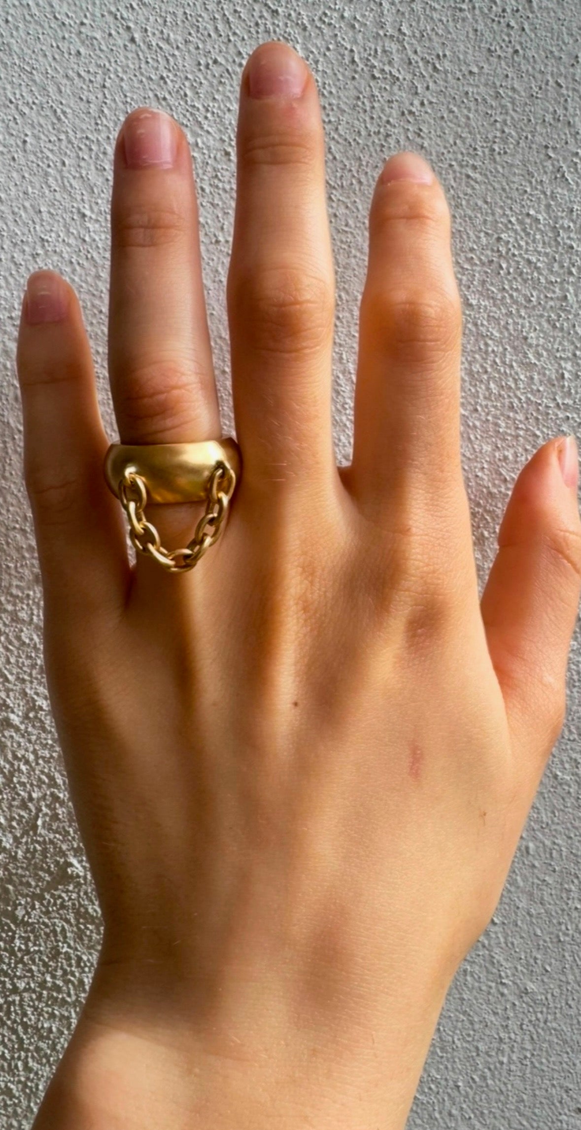 Matte Gold RIng with Chain