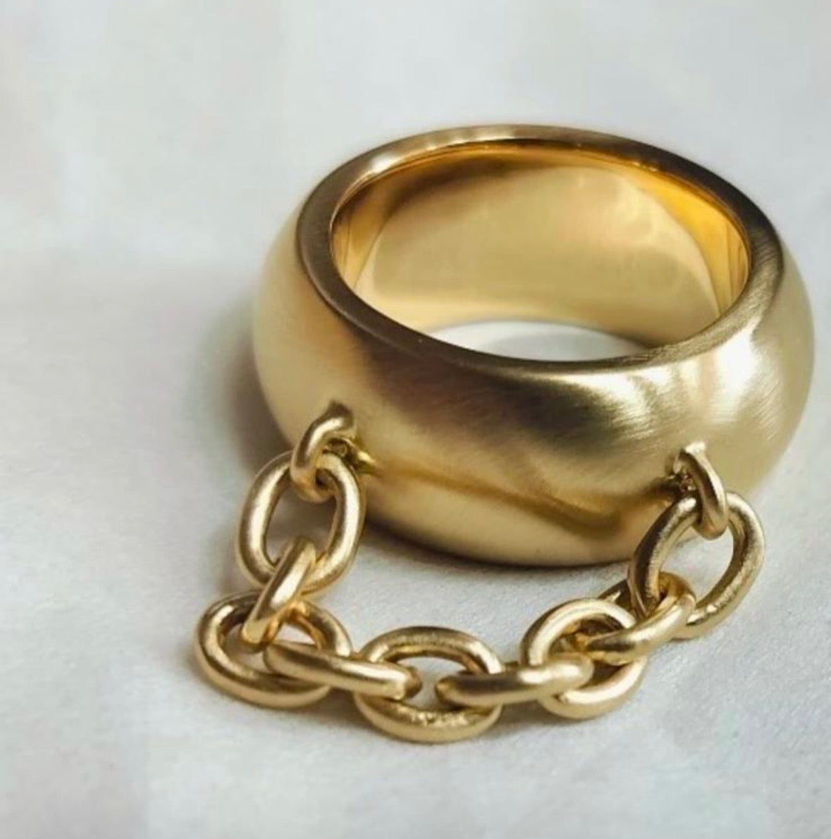 Matte Gold RIng with Chain