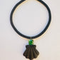 Black Onyx Embroidered Cord with Tourmaline and Onyx Shell Carving