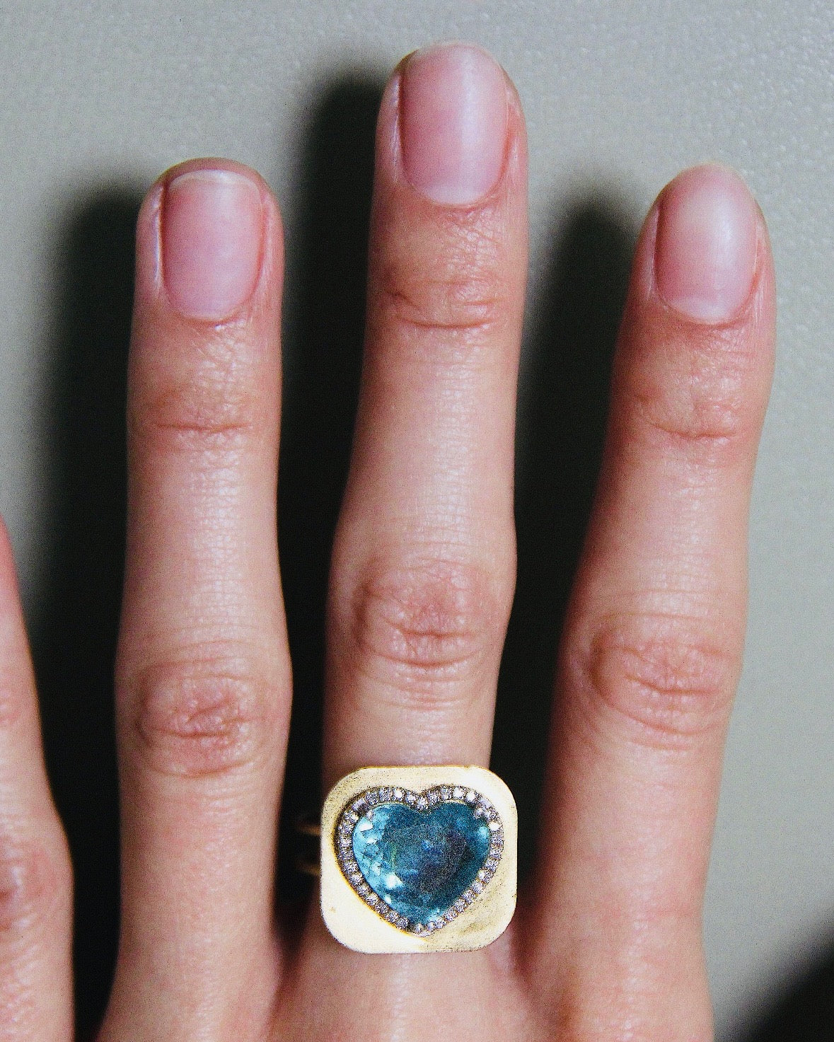 Blue Tourmaline Heart Ring with Diamonds