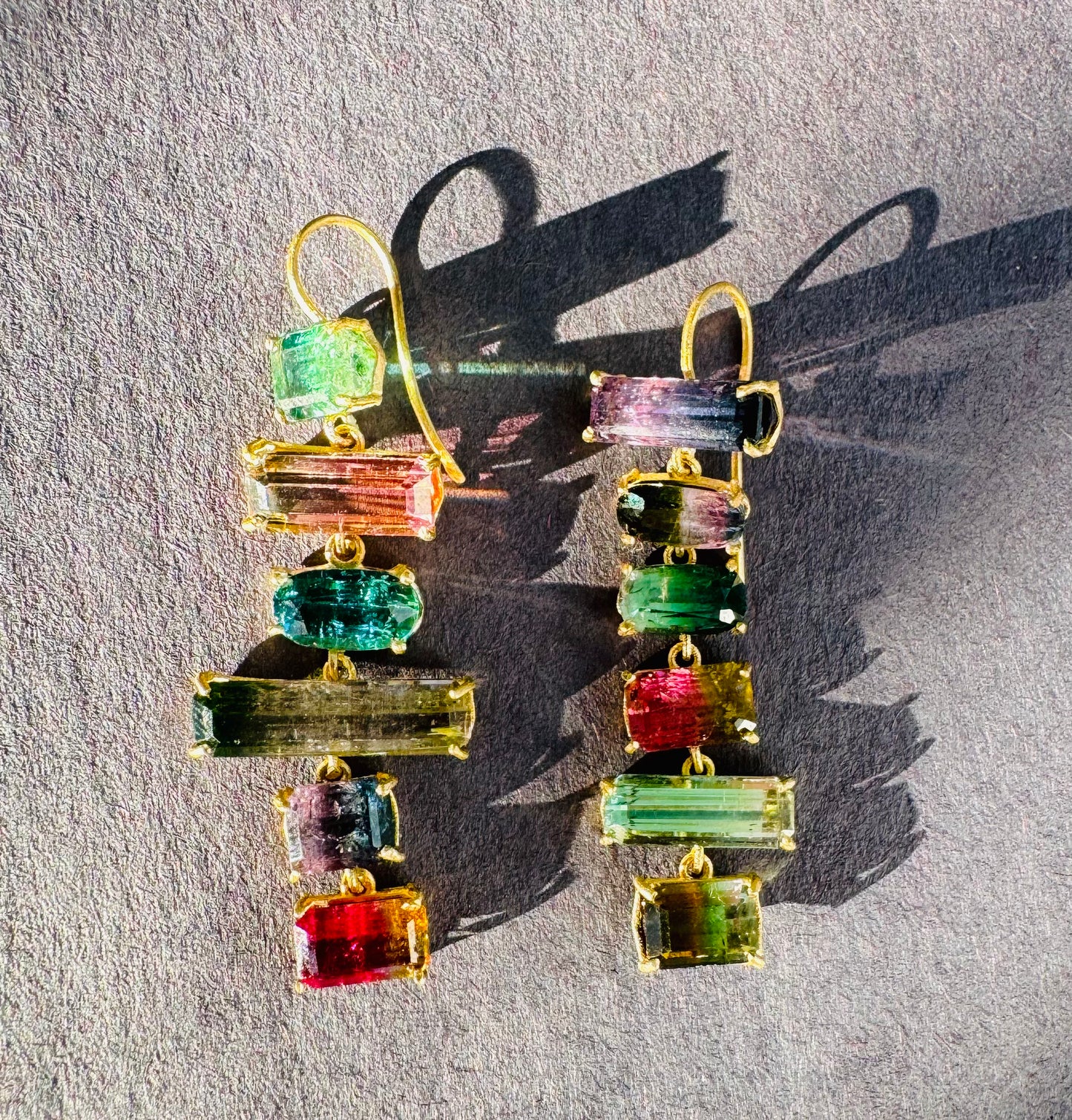 Bi and Tri Color Tourmaline Earrings