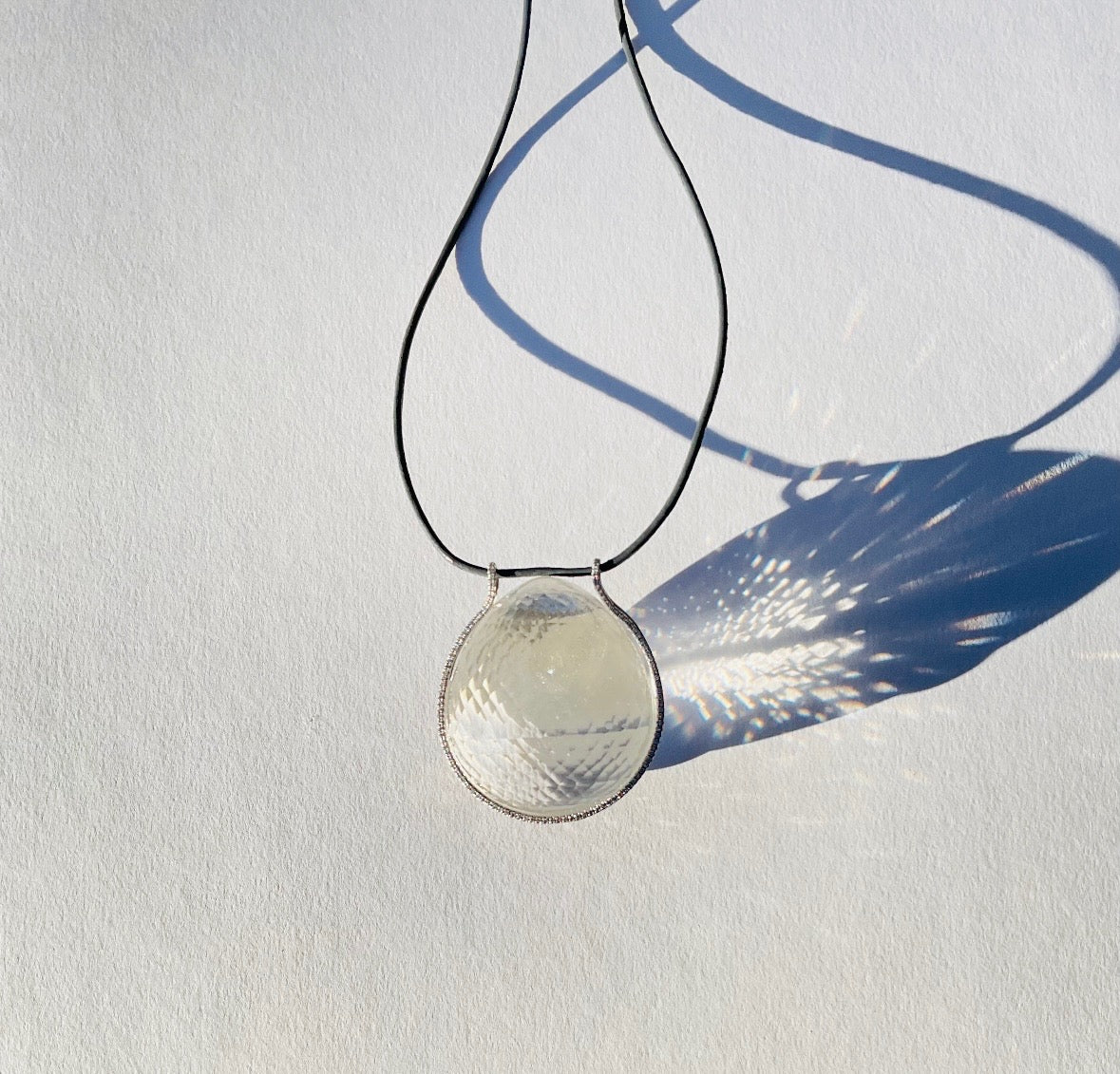 Faceted Quartz Healing Egg with Diamonds