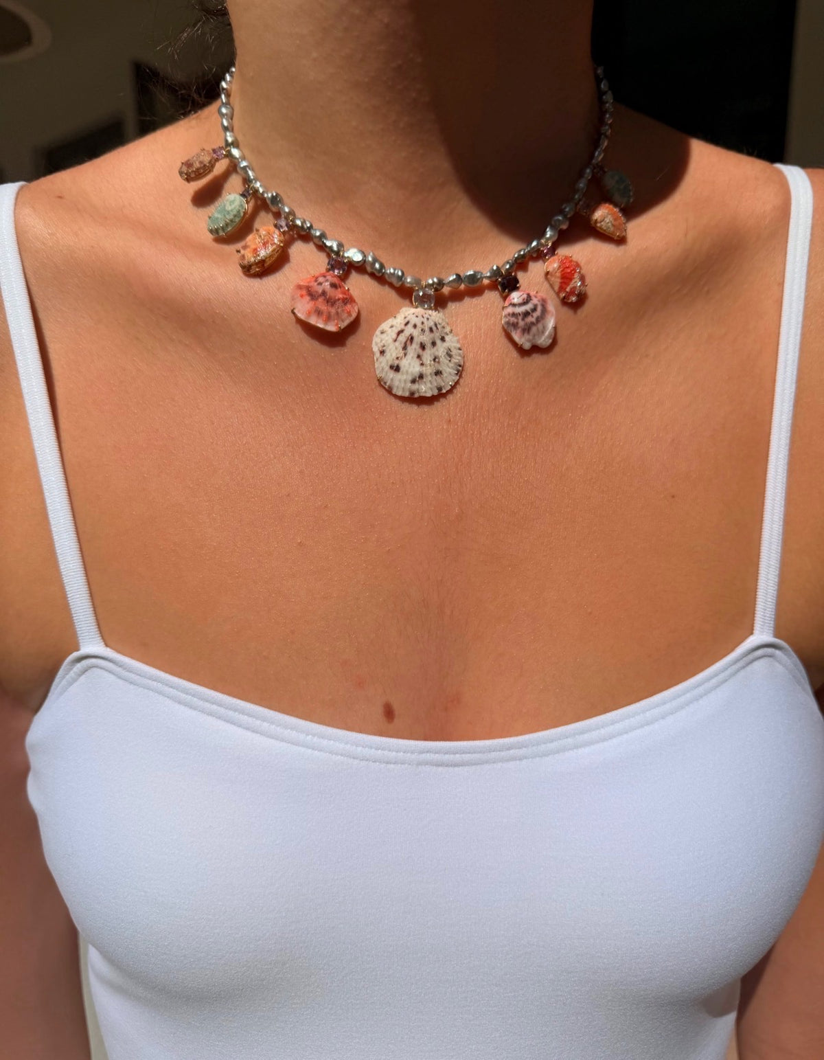 Tahitian Keshi Pearls with Shells, Gems and Diamonds