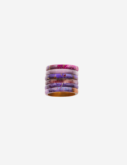 Multi Purple Gemstone Ring with Gold Inner Liner