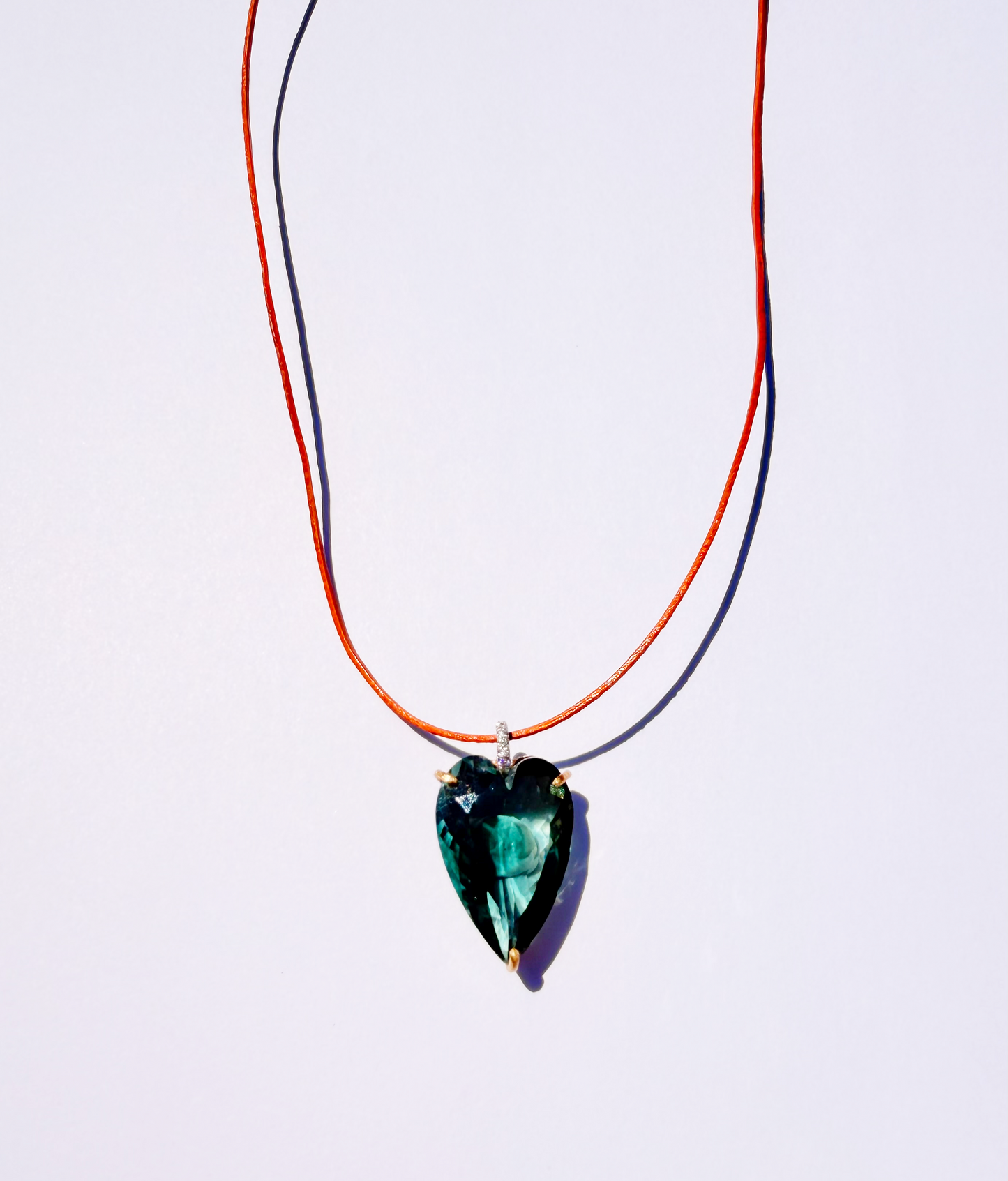 Fluorite Heart Necklace with Diamonds