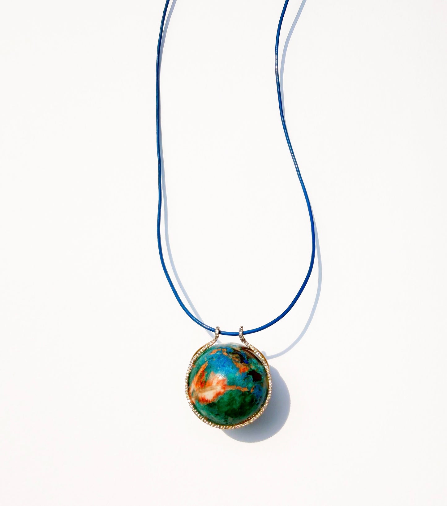 Shattuckite and Dioptase Healing Sphere with Diamonds