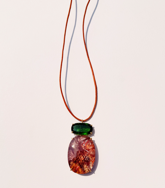 Rutilated Quartz and Tourmaline Necklace