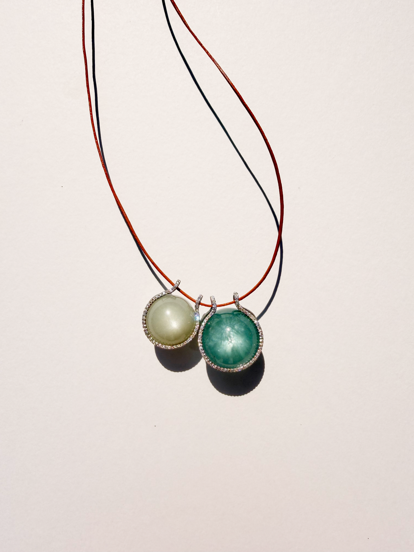 Double Mini Diamond Healing Sphere, Aquamarine and Moonstone