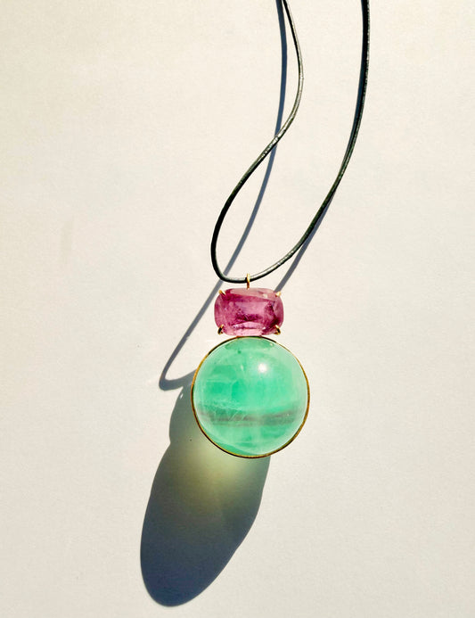 Fluorite Healing Sphere with Tourmaline