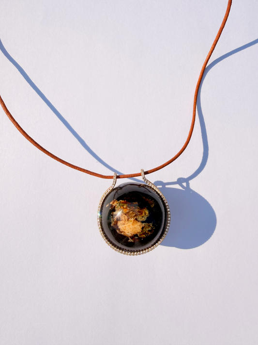 Amber Healing Sphere with Diamonds