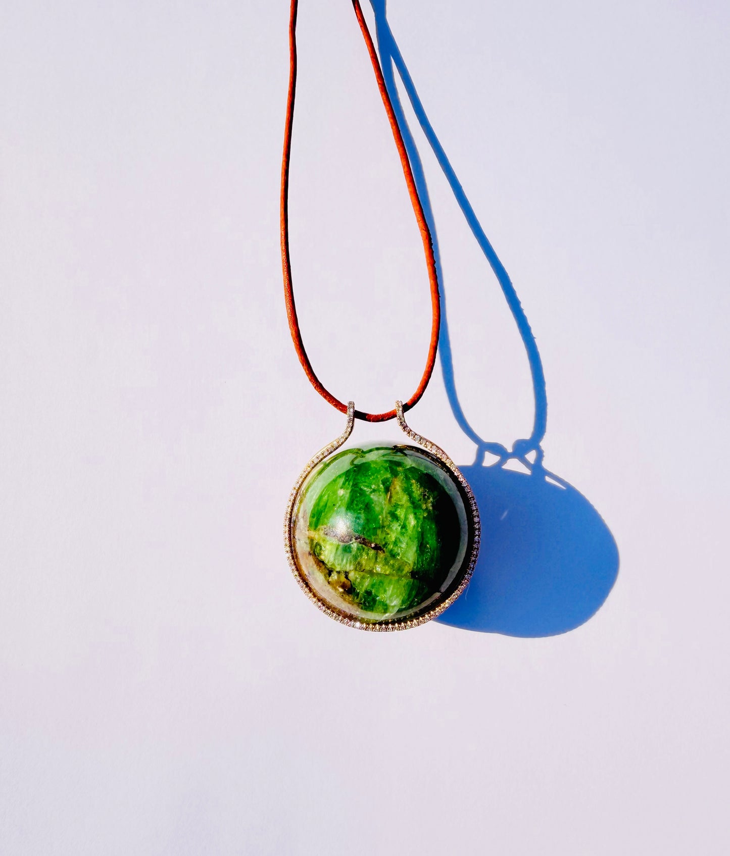 Tsavorite Healing Sphere with Diamonds