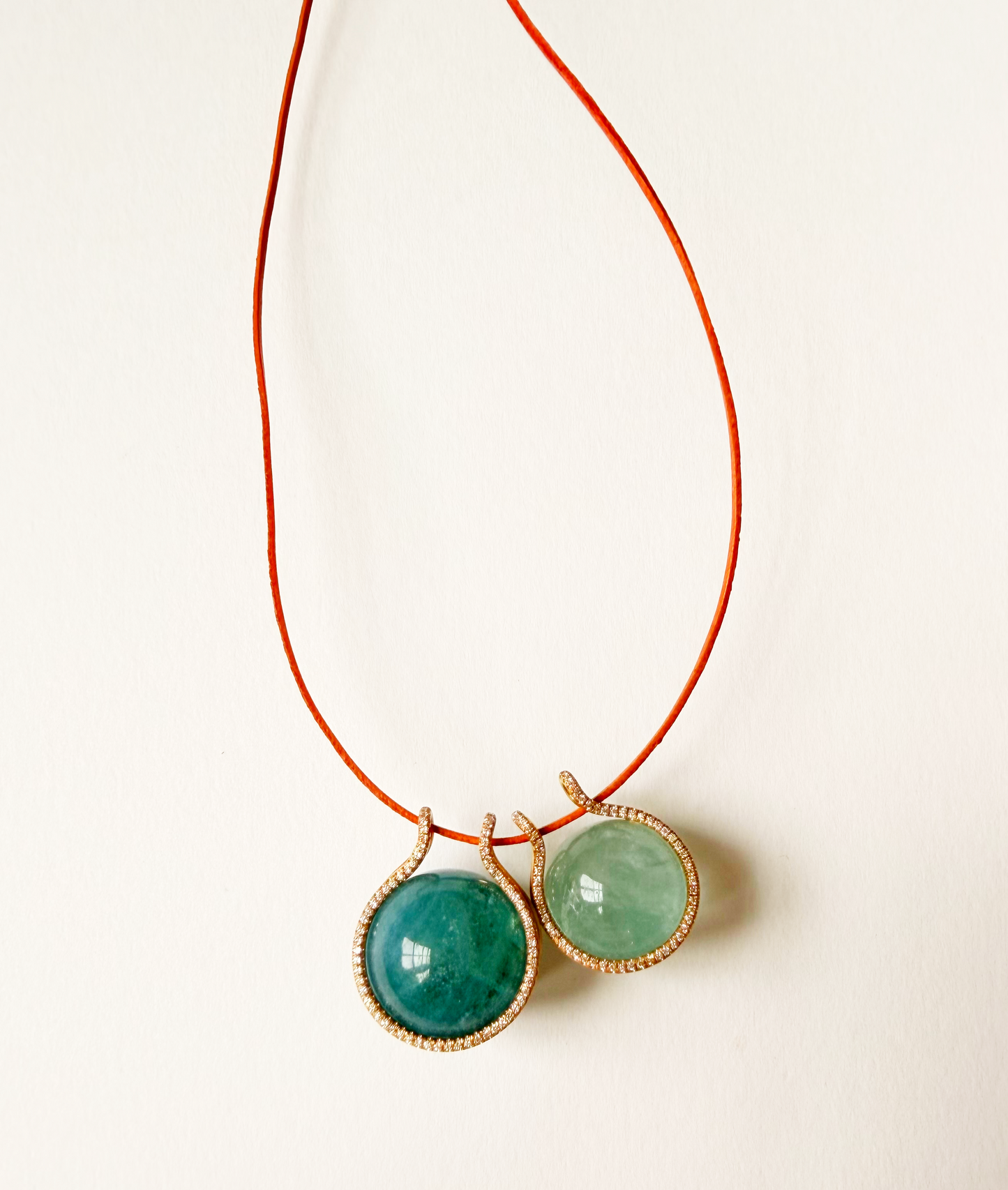 Double Diamond Aquamarine Healing Sphere Necklace