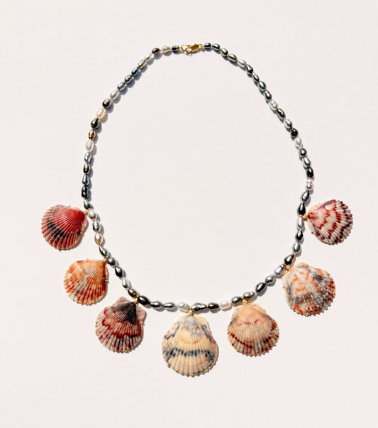 Tahitian Keshi Pearls with Diamonds and Shells