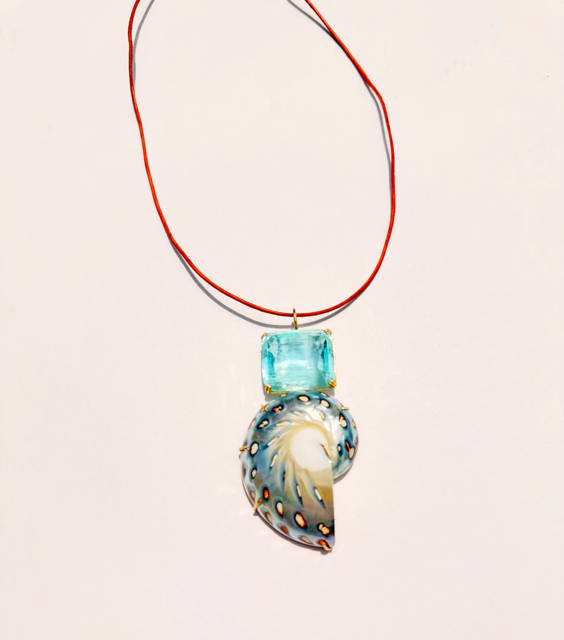 Aquamarine and Shell Pendant
