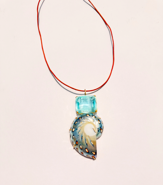 Aquamarine and Shell Pendant
