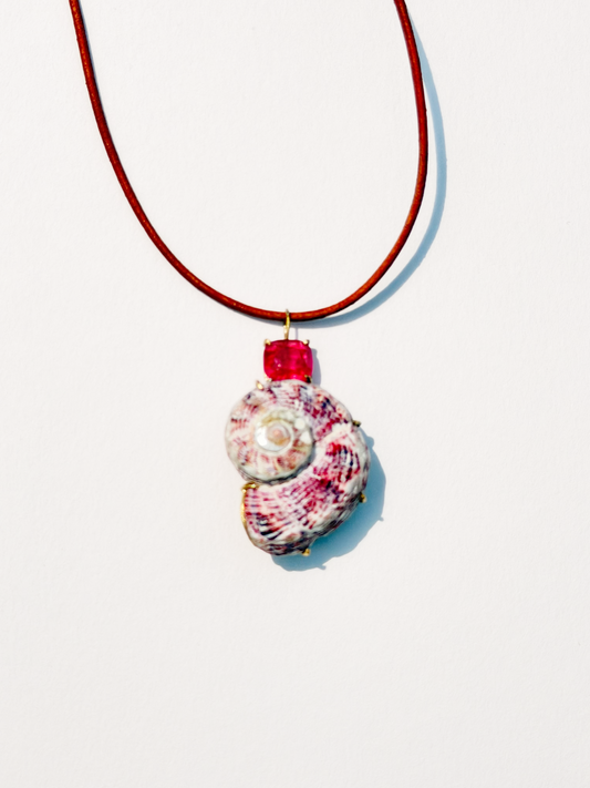 Shell with Pink Tourmaline