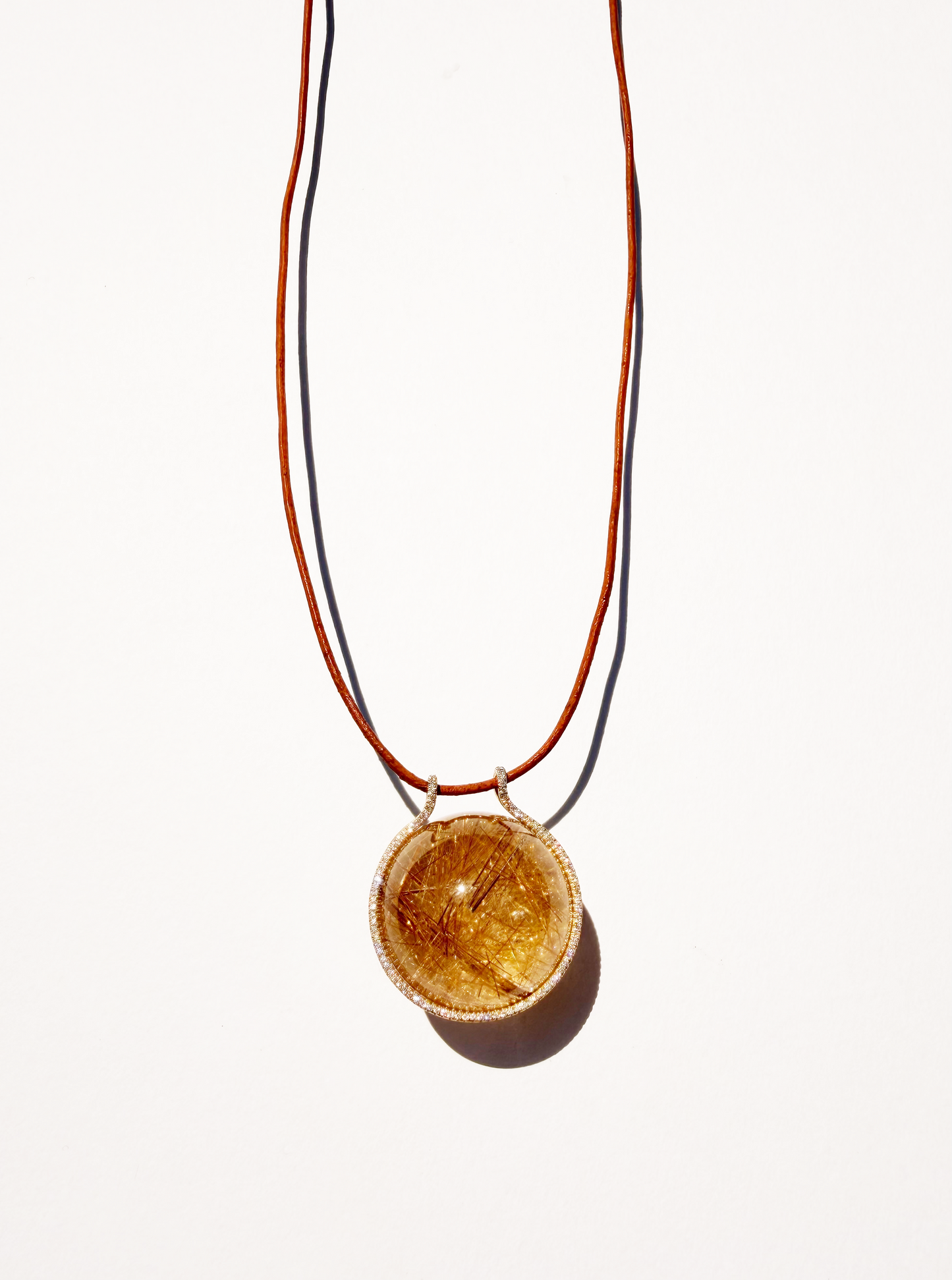Rutilated Quartz Healing Sphere with Diamonds