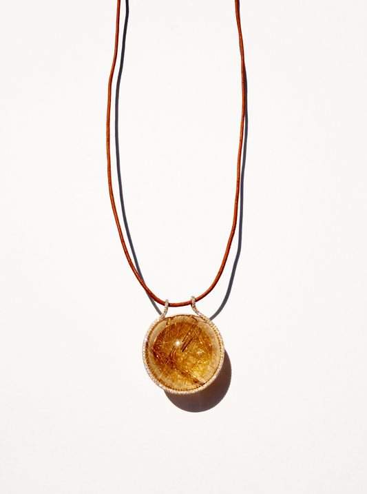 Rutilated Quartz Healing Sphere with Diamonds