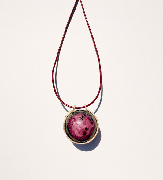Ruby Zoisite Healing Sphere with Diamonds