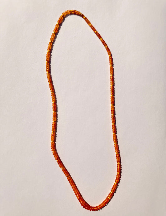 Spessartine Gem Beaded Necklace with 24K Gold Beads