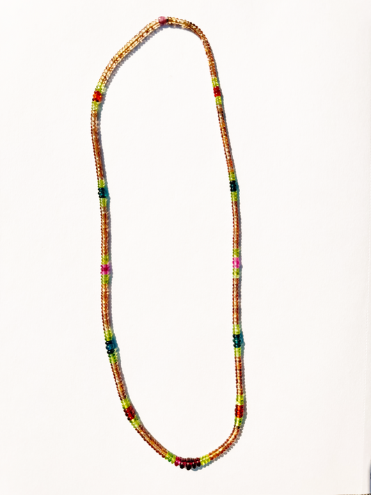 Garnet and Tourmaline Gem Beaded Necklace