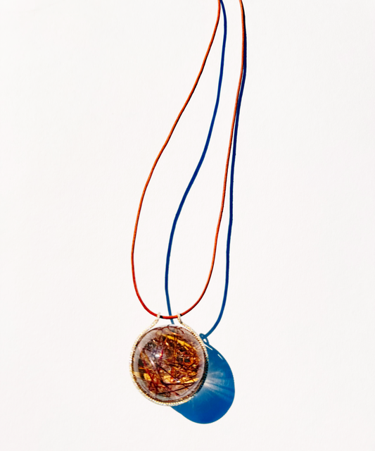 Rutilated Quartz Healing Sphere with Diamonds Necklace