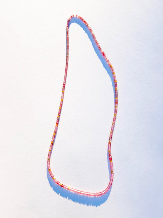 Pink Spinel & 24k Gold Beaded Necklace