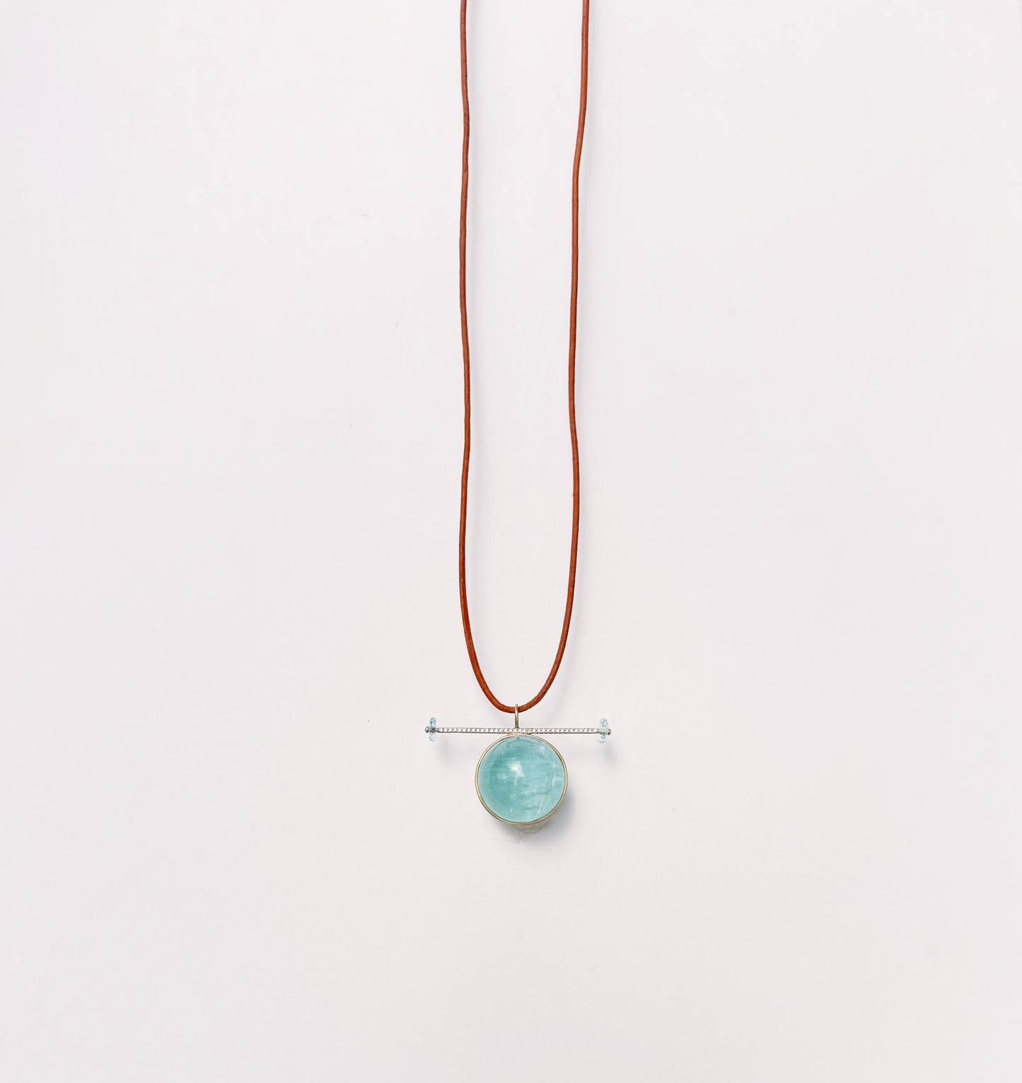 Aquamarine Healing Sphere Necklace with Diamonds