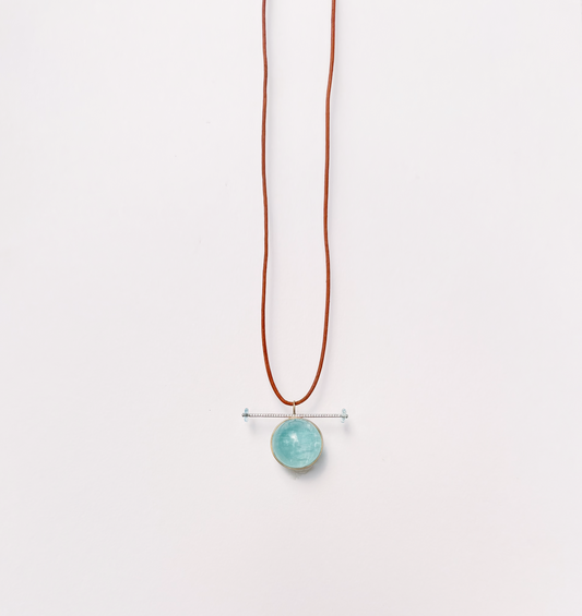 Aquamarine Healing Sphere Necklace with Diamonds