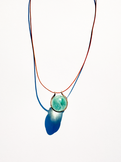 Mini Aquamarine Healing Sphere with Diamonds