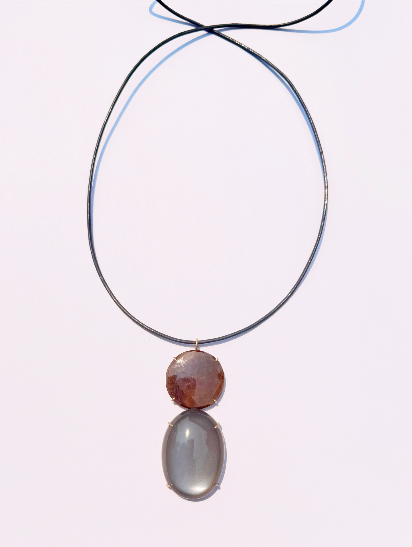 Brown Sapphire and Grey Moonstone Necklace