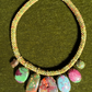 Multi Gems on Unakite Embroidered Cord