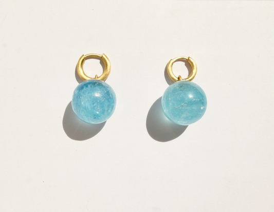 Aquamarine Healing Spheres on Hoops